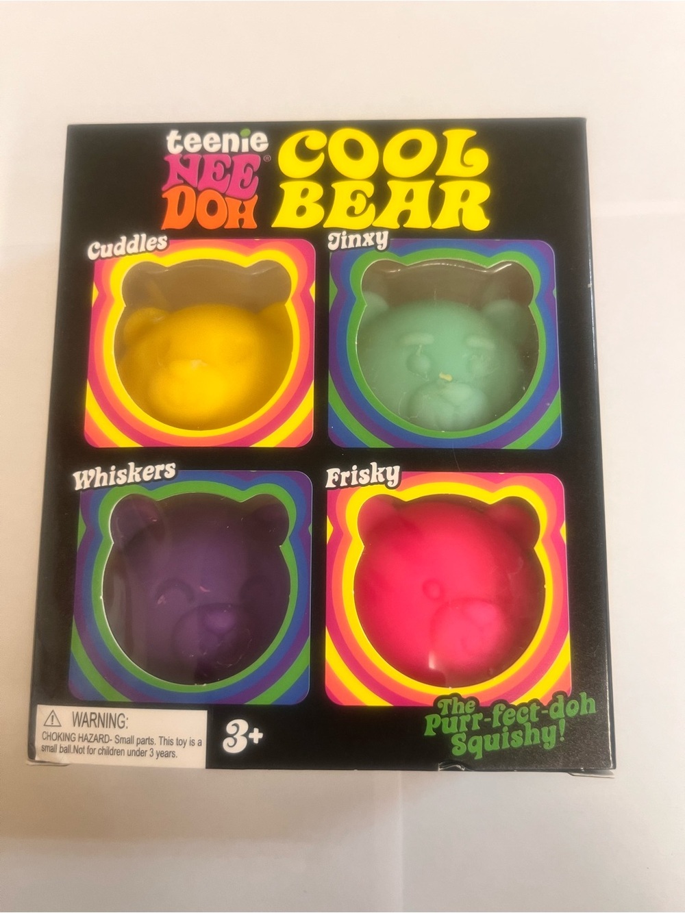 Teenie Cool Bear 4-Pack Plush Squeeze Set - Yellow, Teal, Purple, Pink